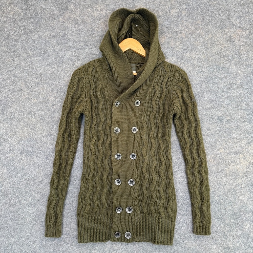 Diesel Alpaca Wool Blend Cable Knit Hoodie Cardigan Sweater Womens XS Chunky